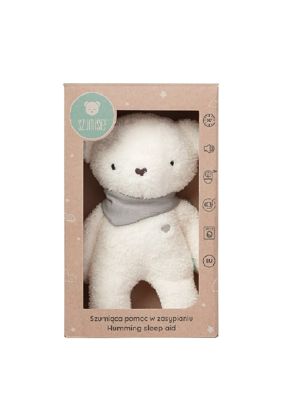 myHummy 5in1 teddy bear with light ecru/grey scarf