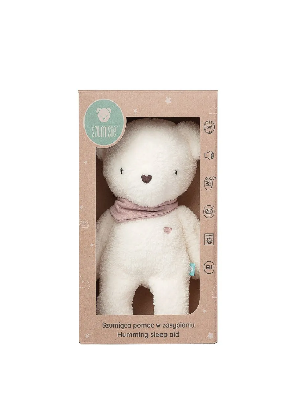 myHummy 5in1 teddy bear with a light ecru/pink scarf