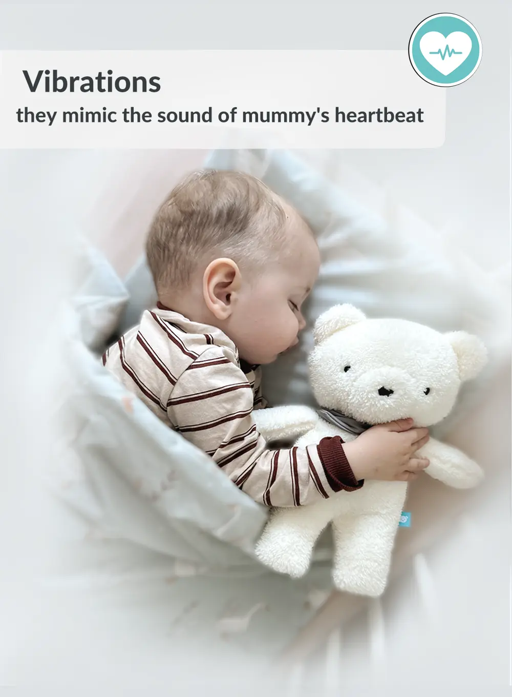 myHummy 5in1 teddy bear with light ecru/grey scarf