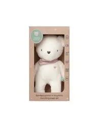 myHummy 5in1 teddy bear with a light ecru/pink scarf