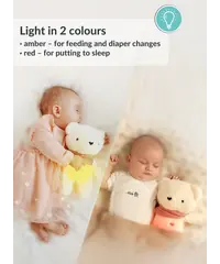 myHummy 5in1 teddy bear with a light ecru/pink scarf